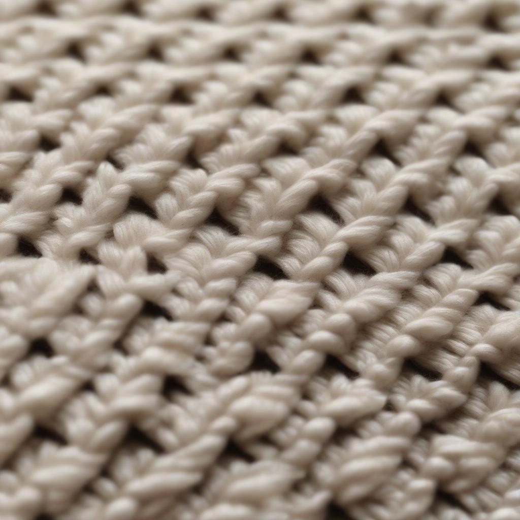 Close-up view of the basket weave knit stitch