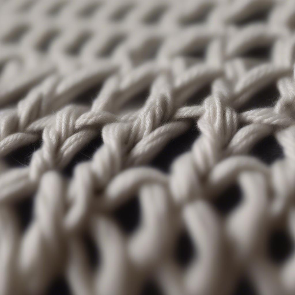 Close-up of basket weave stitch showing texture and needle