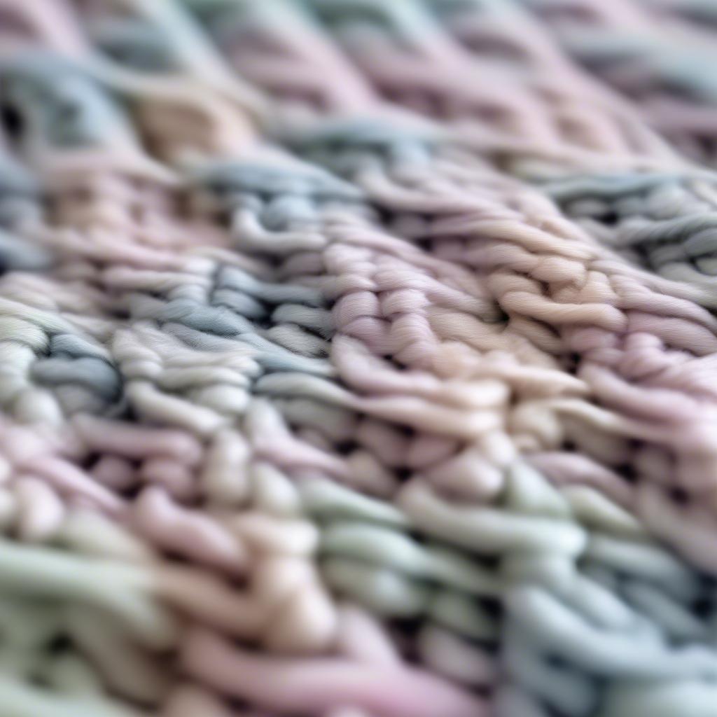 Close-up of the basket weave stitch on a baby blanket