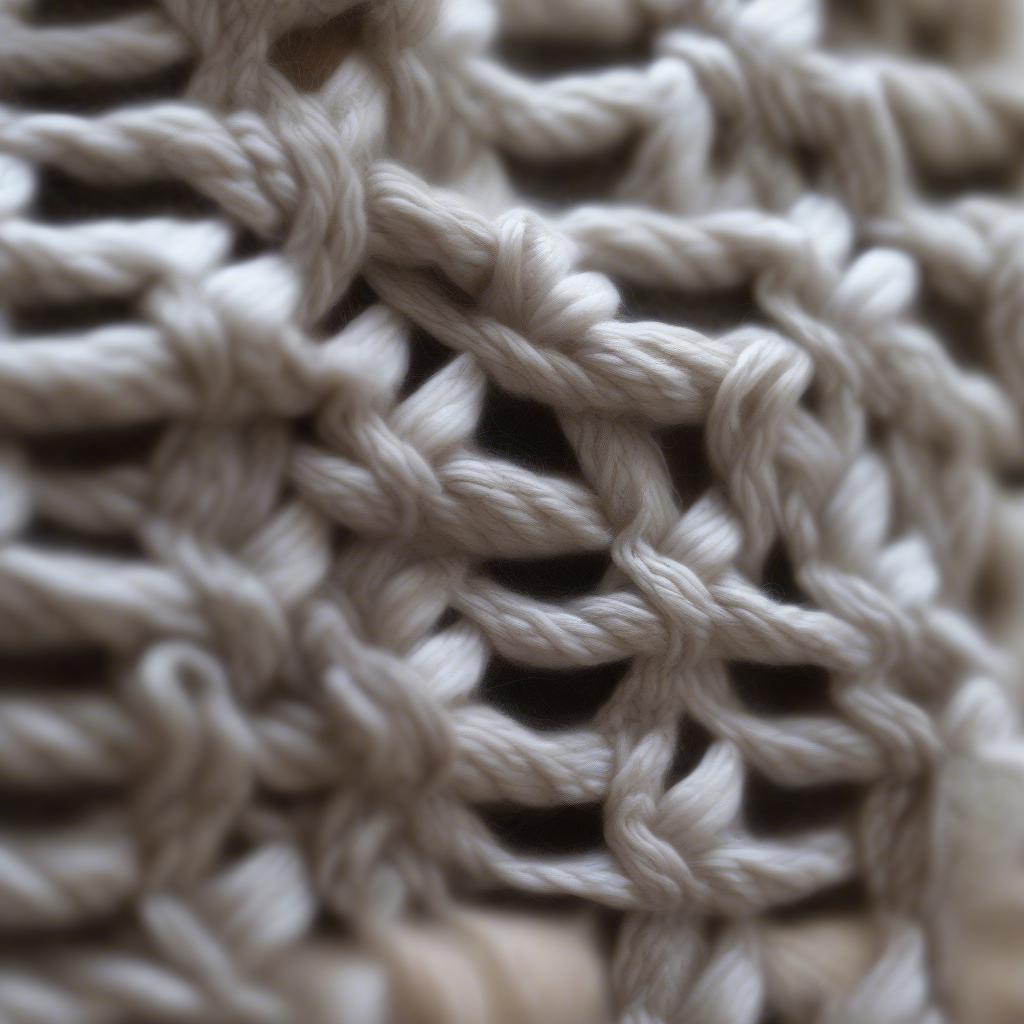 Close-up of the basket weave knit stitch showing the intricate texture and interlocking of the yarn