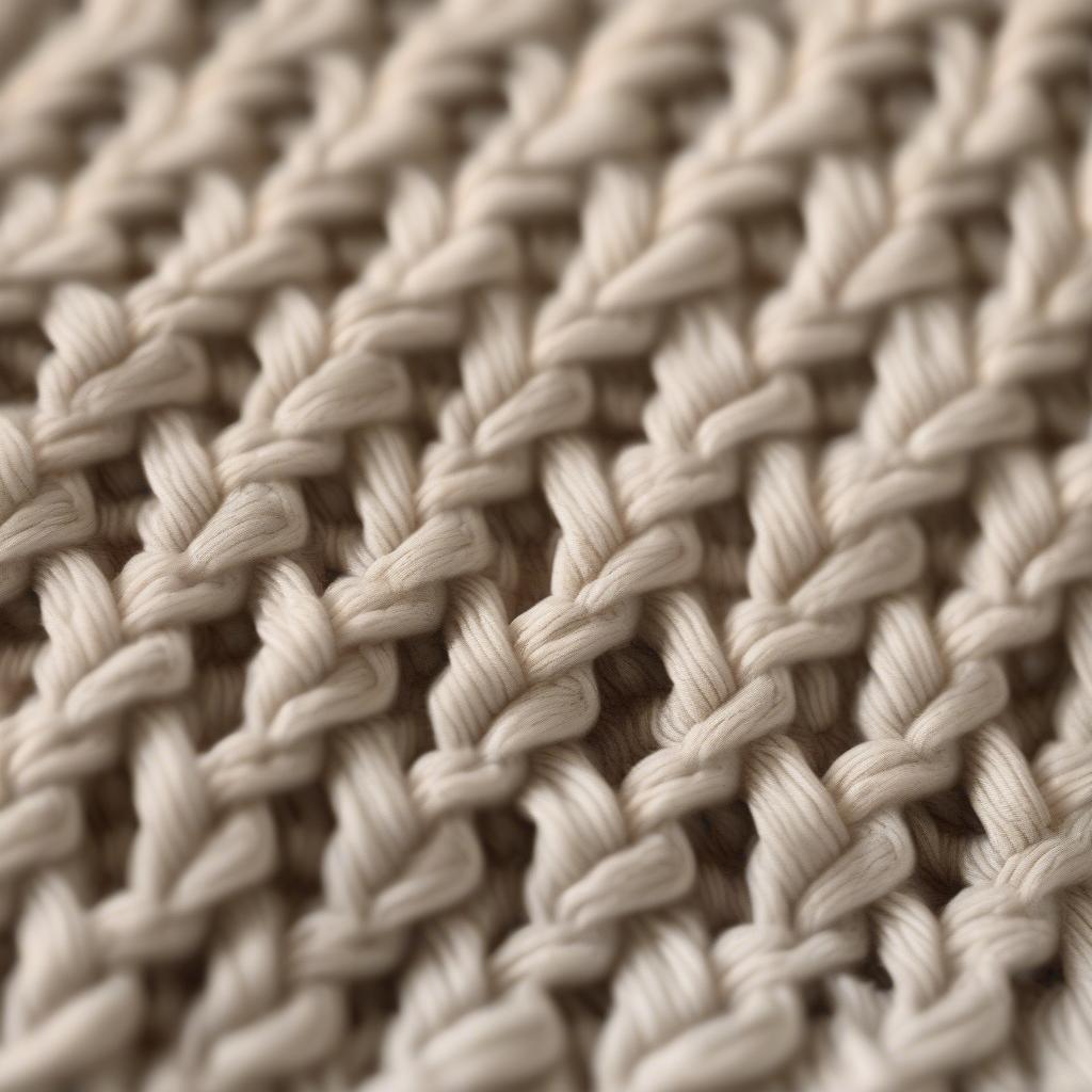 Close-up view of the basket weave stitch on a sweater