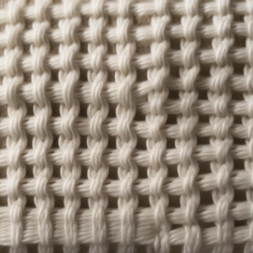 Close-up view of the basket weave stitch in crochet, showcasing its textured and woven appearance.