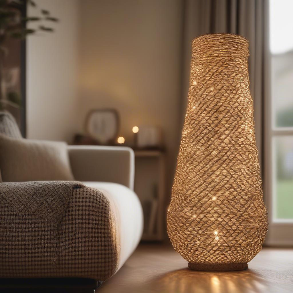 Basket Weave Swag Light LED in a Living Room Setting