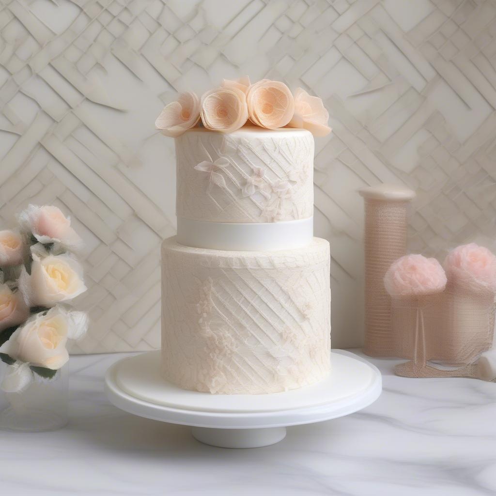 Cake decorated with basket weave fondant