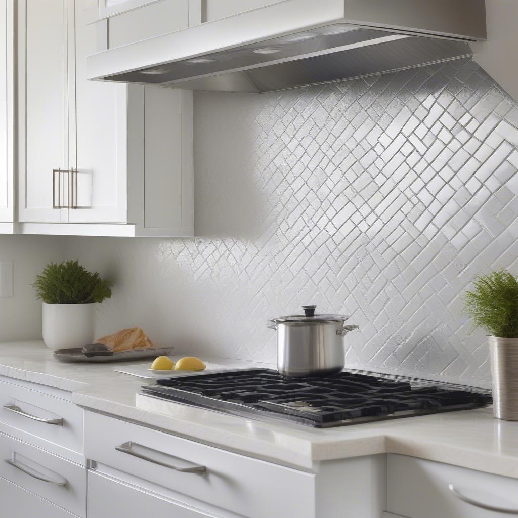 Basket Weave Tile Backsplash in a Modern Kitchen