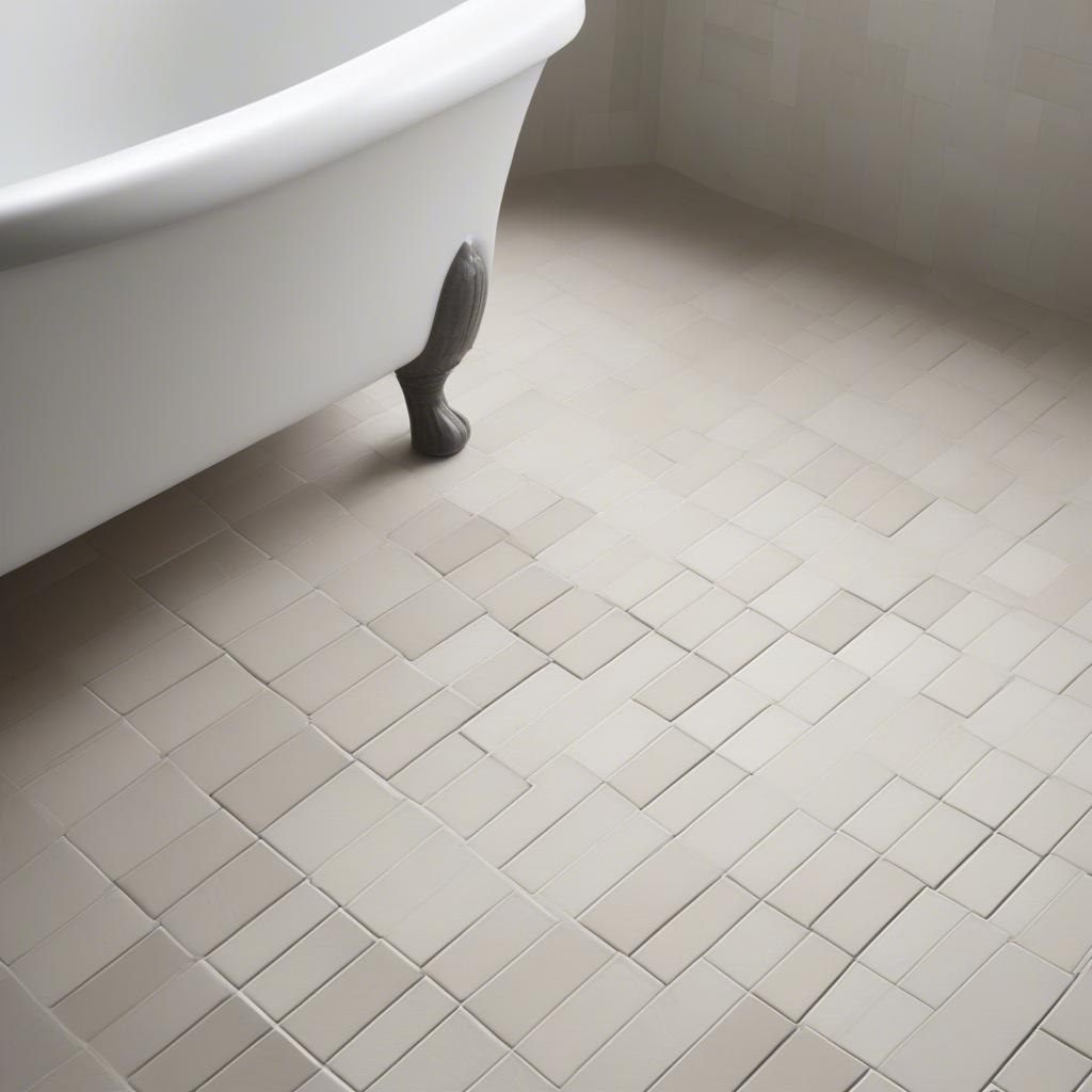 Basket weave tile pattern on a bathroom floor