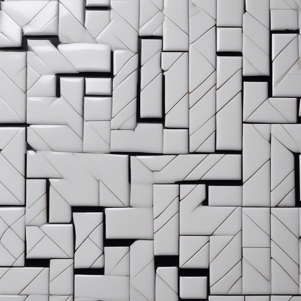 Basket weave tile with black grout in a modern bathroom.