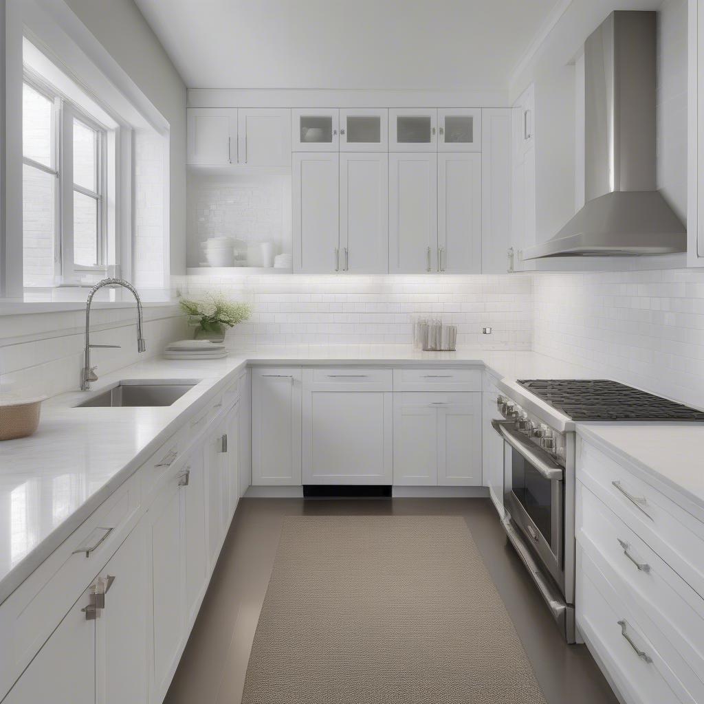 Basket weave tile pattern used as a kitchen backsplash