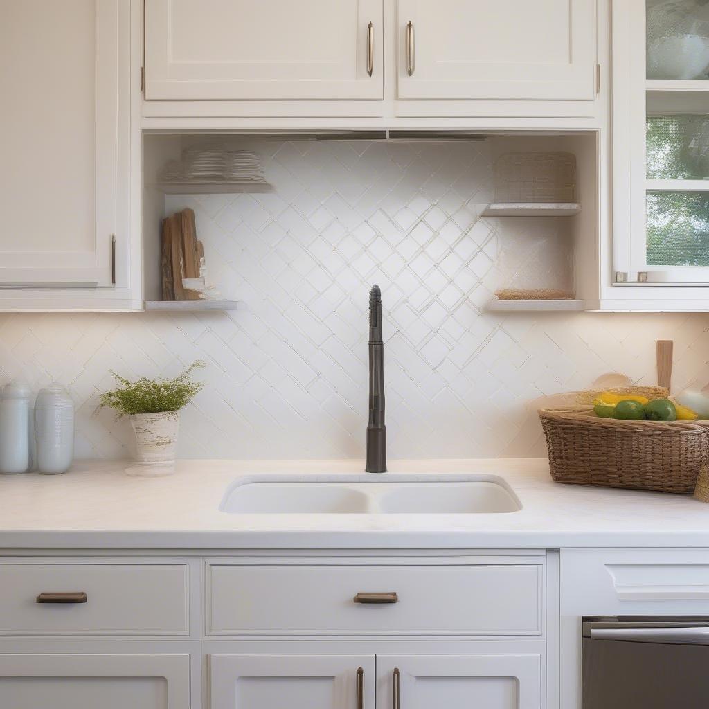 Kitchen Backsplash with Basket Weave Tile