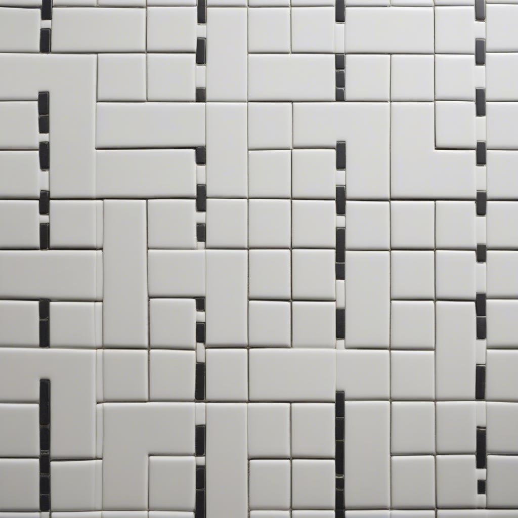 Basket weave tile kitchen floor with contrasting grout