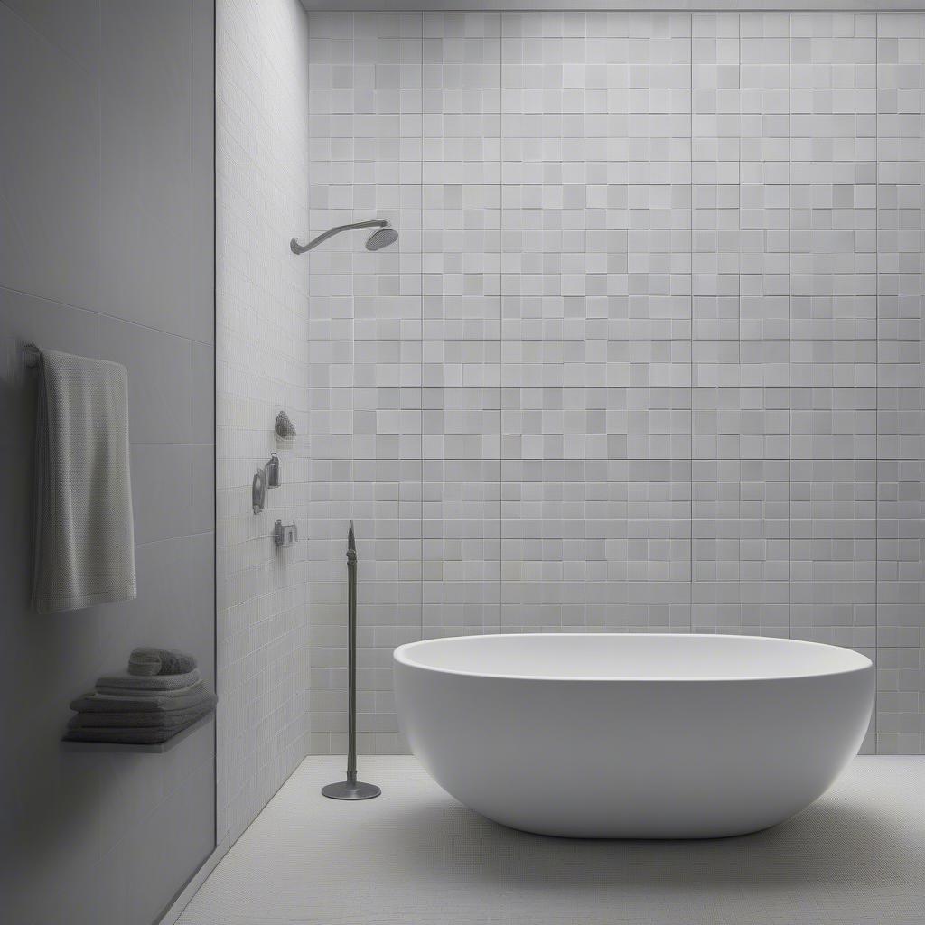 Basket weave tile pattern on a shower wall