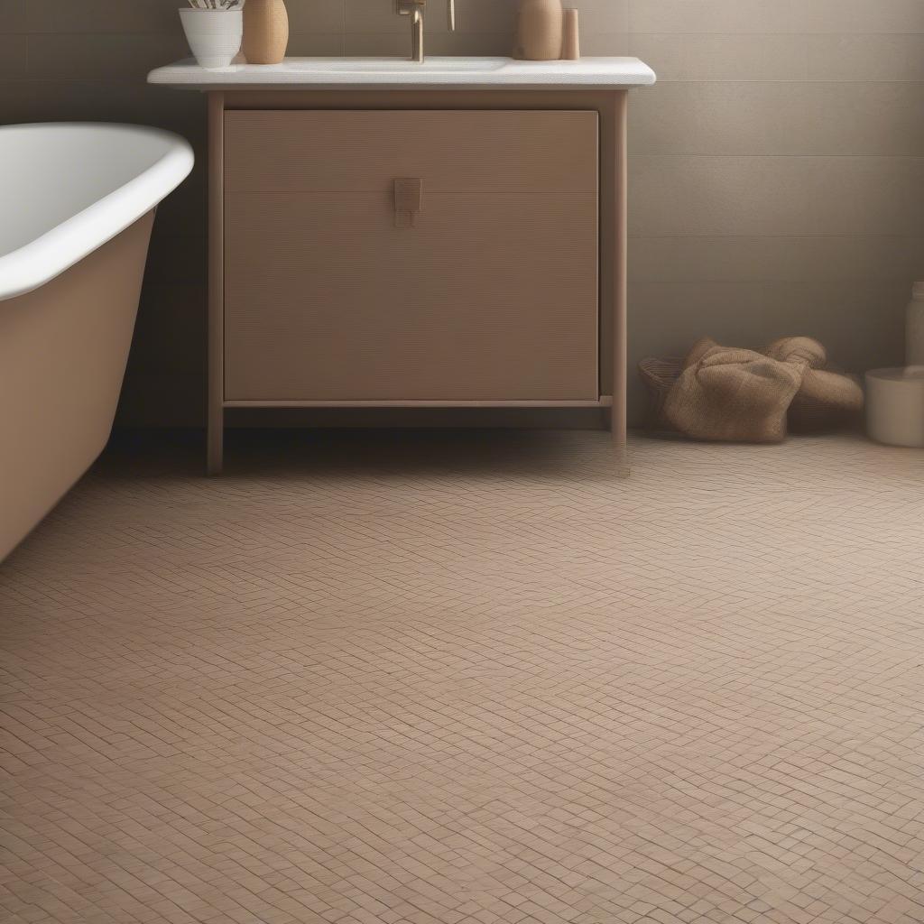 Basket weave tile pattern on a bathroom floor