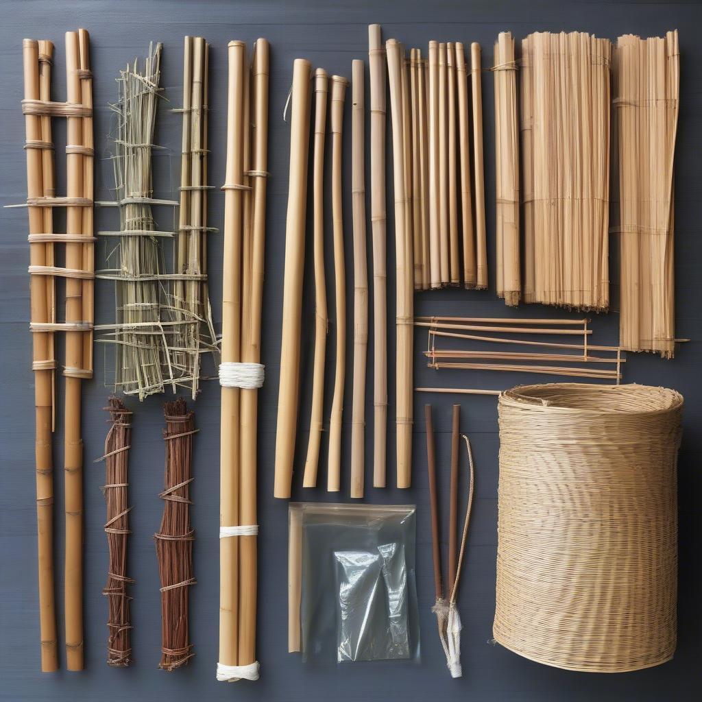 Various materials for building a basket weave trellis