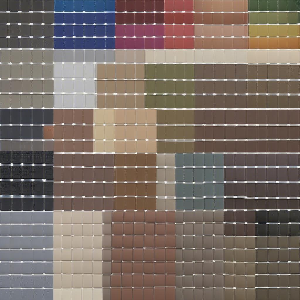 Various color samples of basket weave vinyl fabric