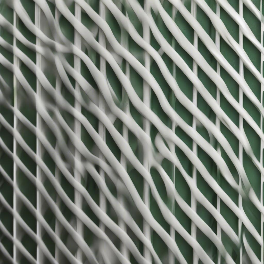 Close-up of a basket weave vinyl fence panel showcasing its texture and design