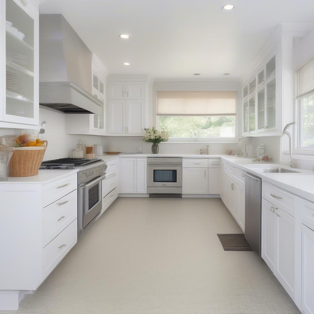 Basket weave vinyl flooring in a kitchen