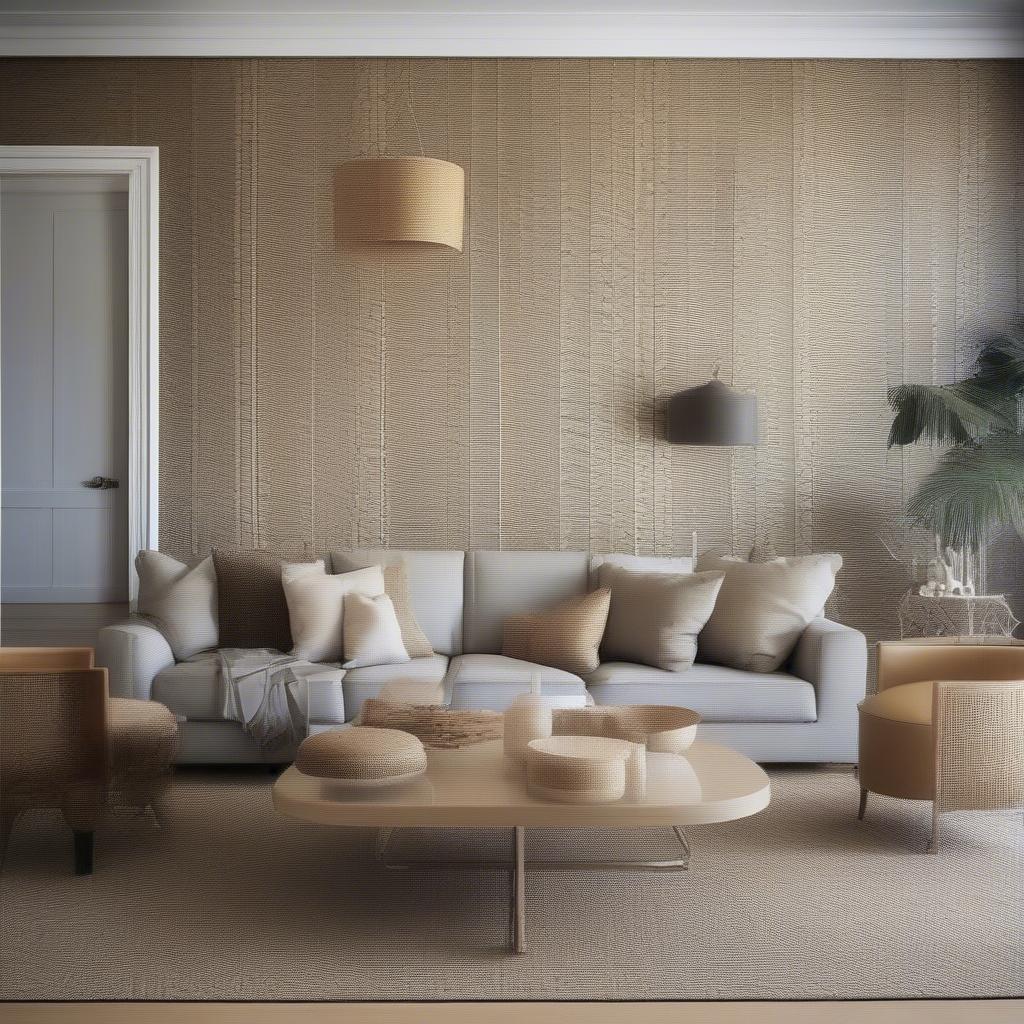 Basket Weave Wallpaper in an Australian Living Room