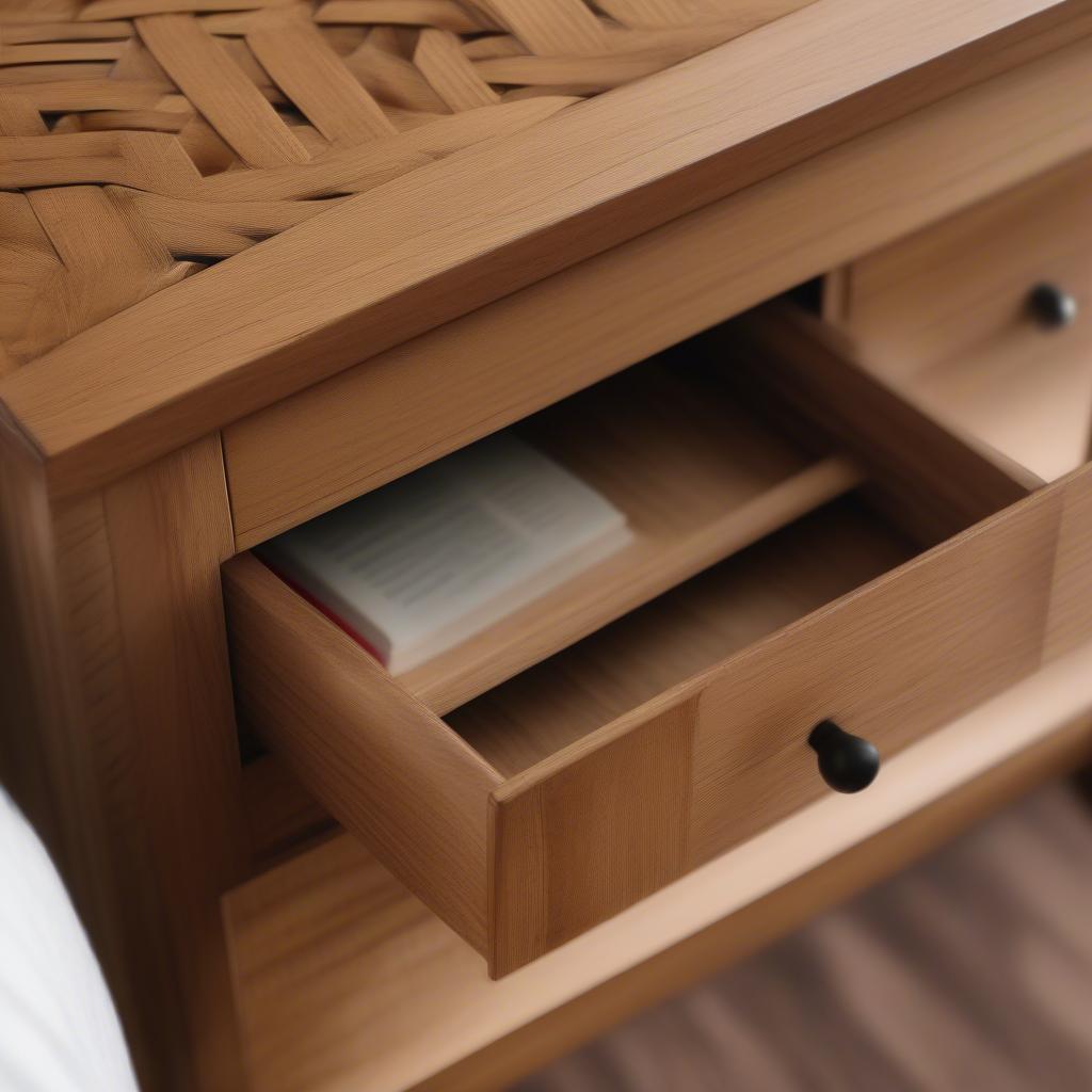 Basket Weave Wood Nightstand