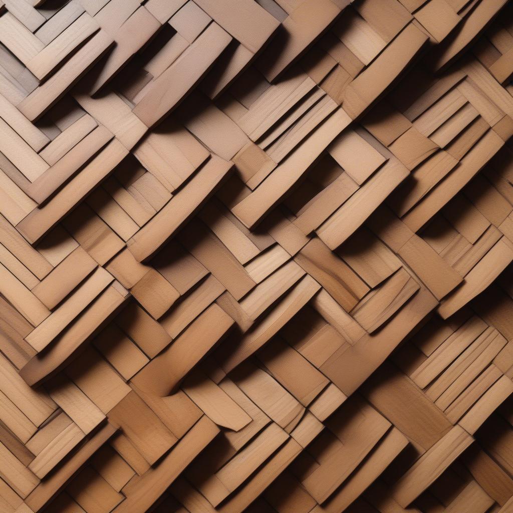 Close-up of a basket weave wood panel showing the intricate detail and texture