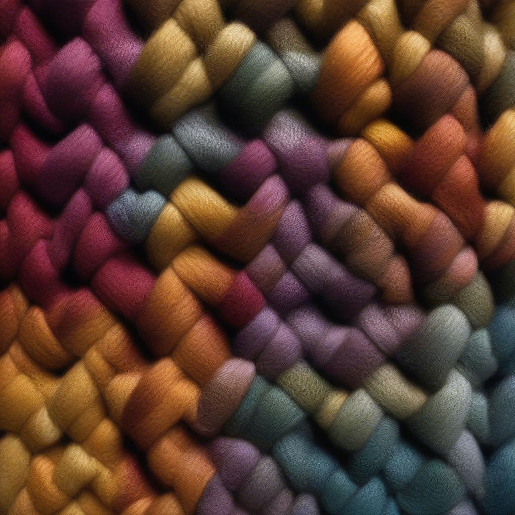 Close-up view of basket weave wool fabric