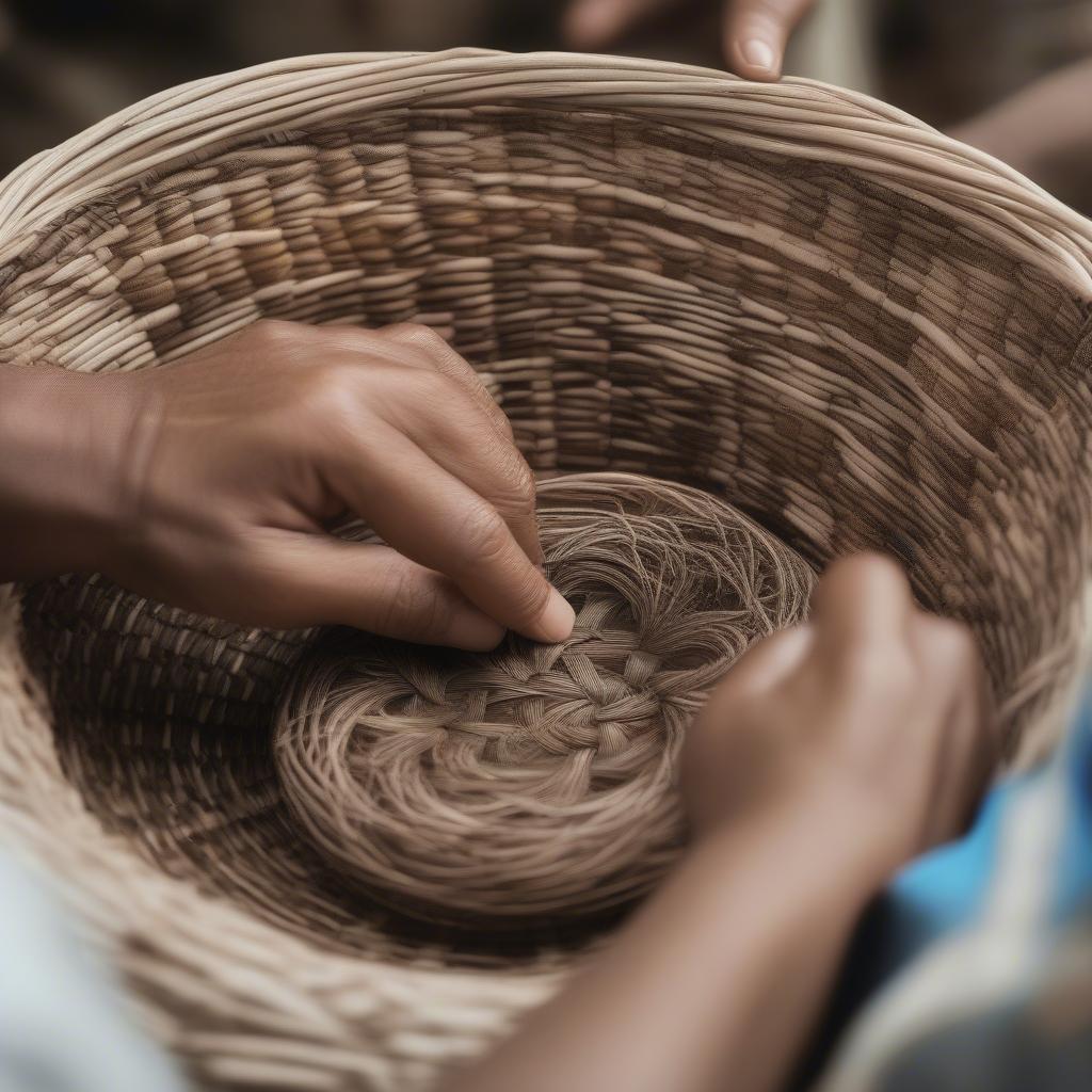 Basket Weaver's Hands at Work