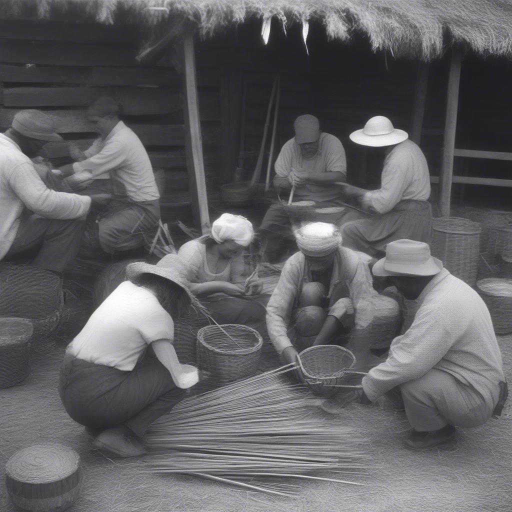 Historical Photo of Basket Weaving in Bershaba, KY