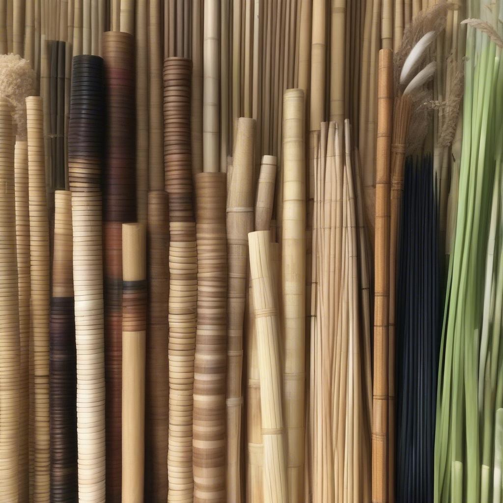 Various types of cane for basket weaving