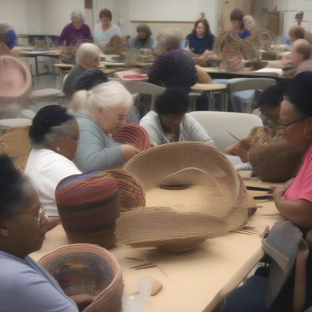 A modern basket weaving class in Indiana