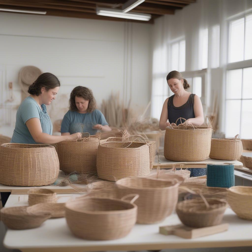 Basket Weaving Class in Progress in Lexington, KY