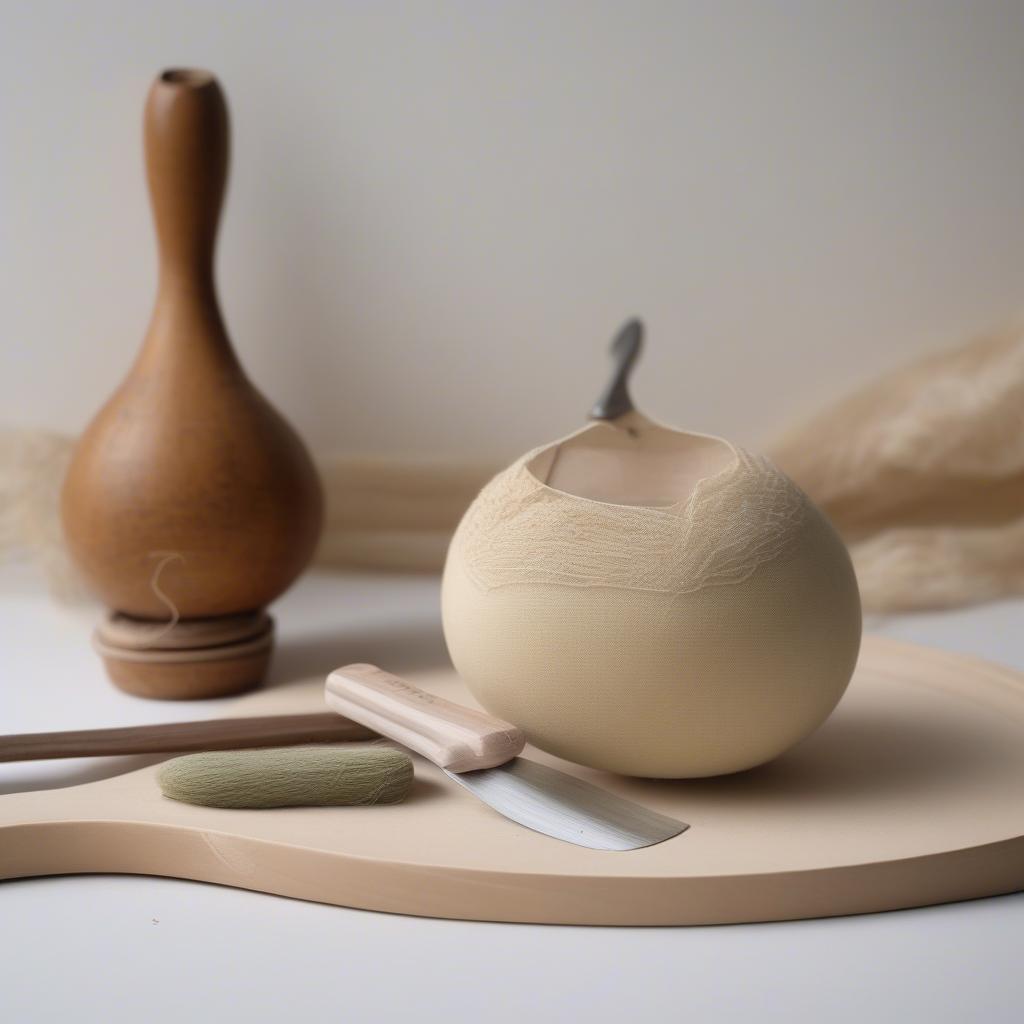 Preparing a Gourd for Basket Weaving