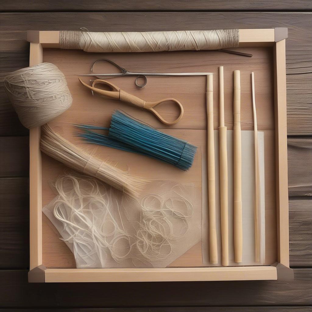 Basket weaving kit for beginners with all necessary materials and tools.