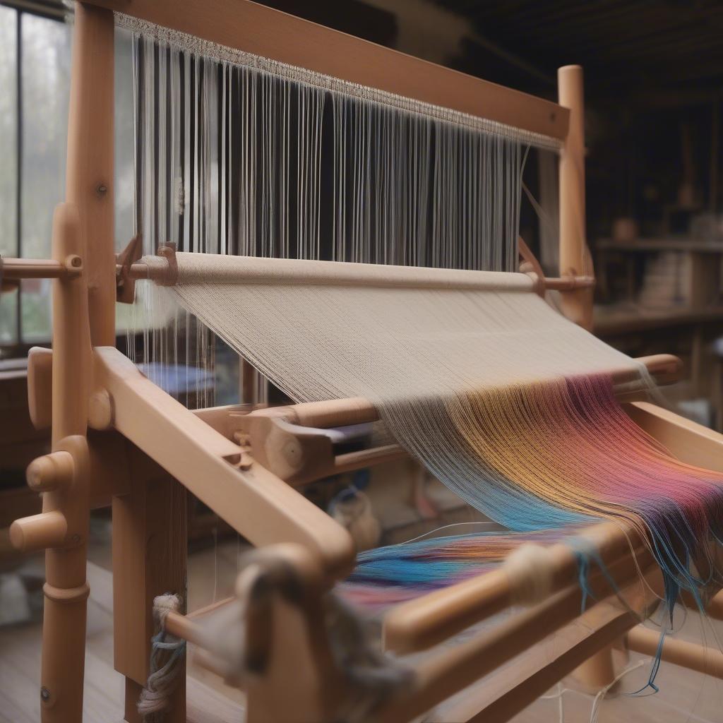 Setting up a basket weaving loom