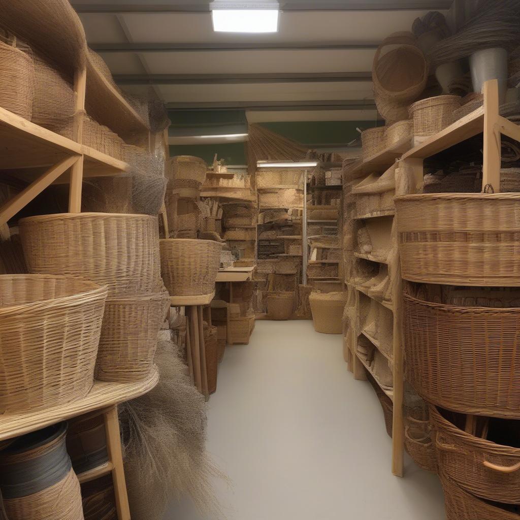 Various basket weaving materials in a Kilkenny craft shop