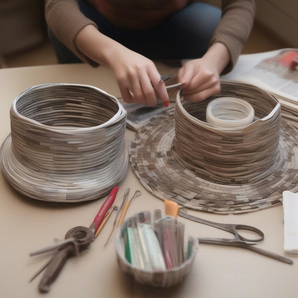 Basket Weaving with Recycled Newspaper