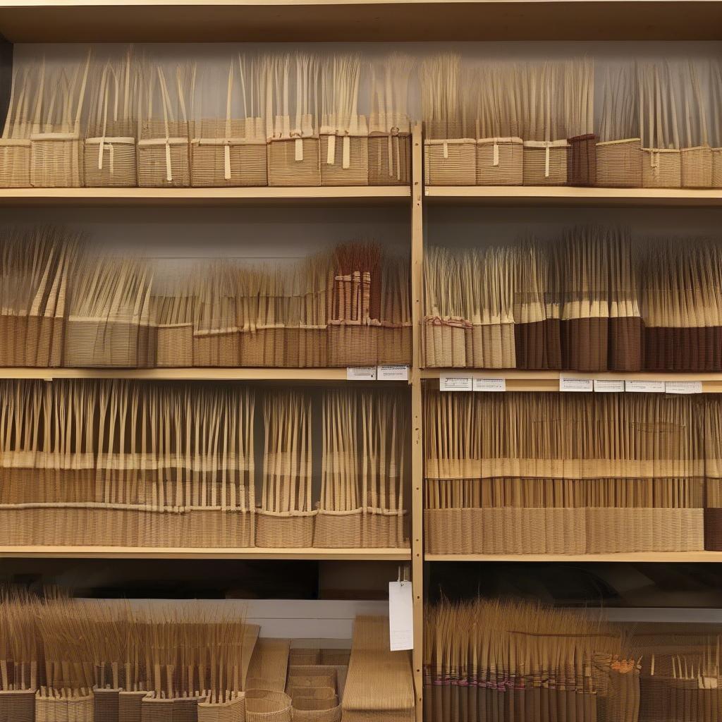 Basket weaving reeds displayed in a craft store