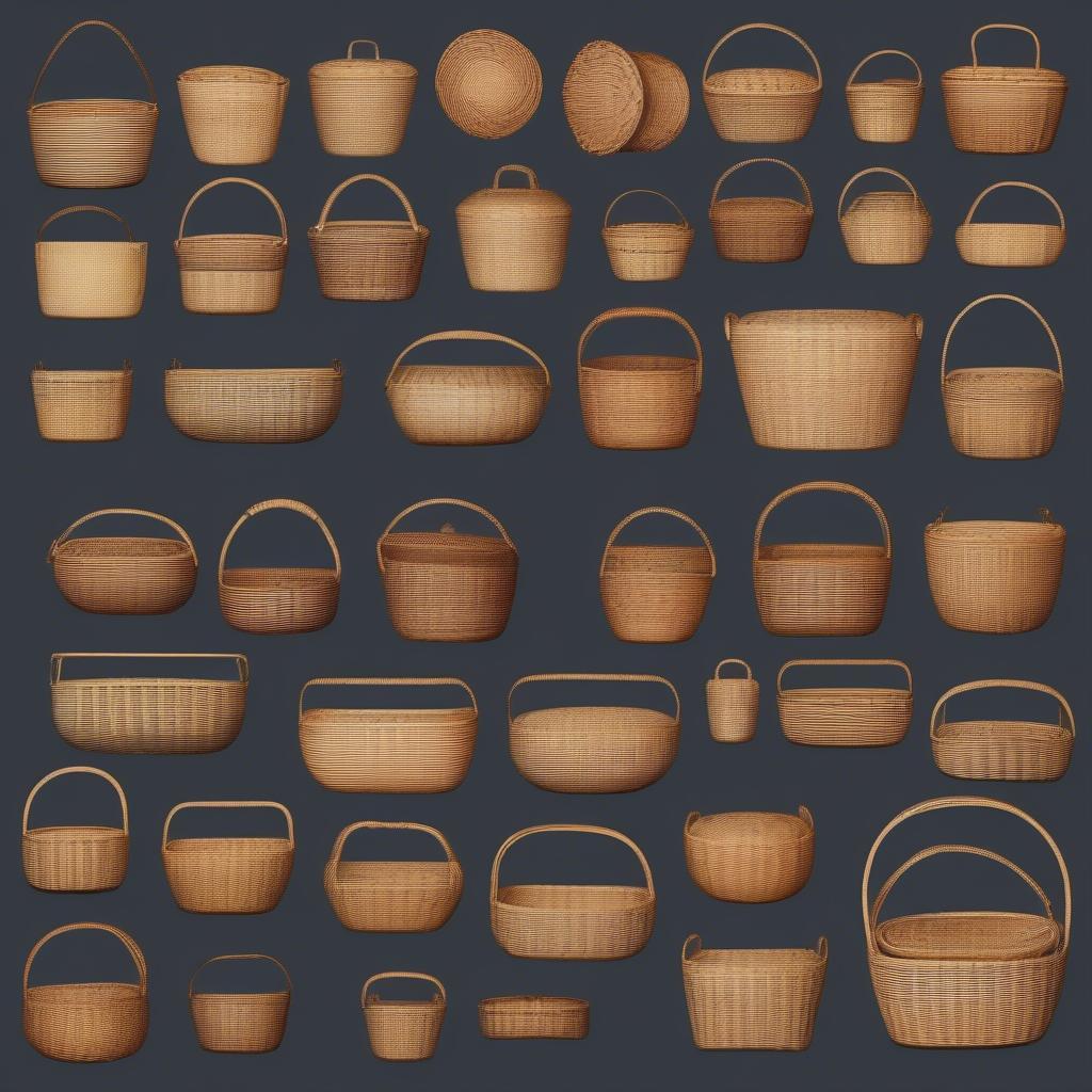 Variety of Basket Weaving Sewing Baskets