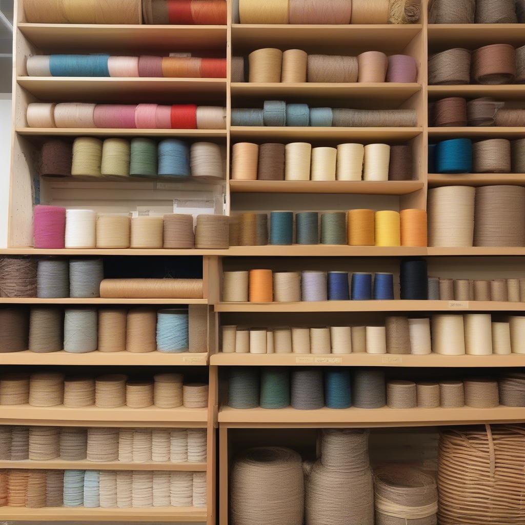 Basket weaving supplies displayed in a local Portland craft store