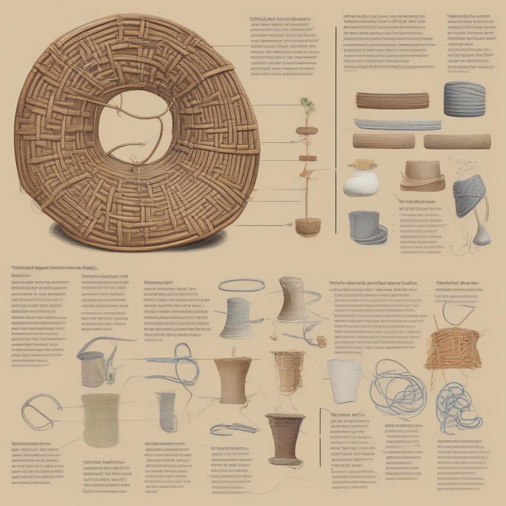 Different basket weaving techniques and their corresponding crossword clues.