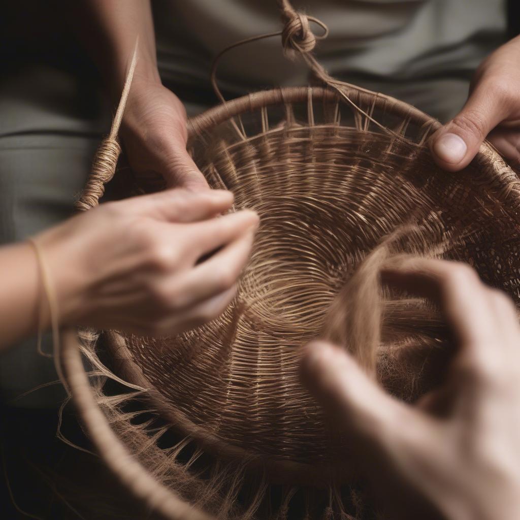 Demonstration of various basket weaving techniques