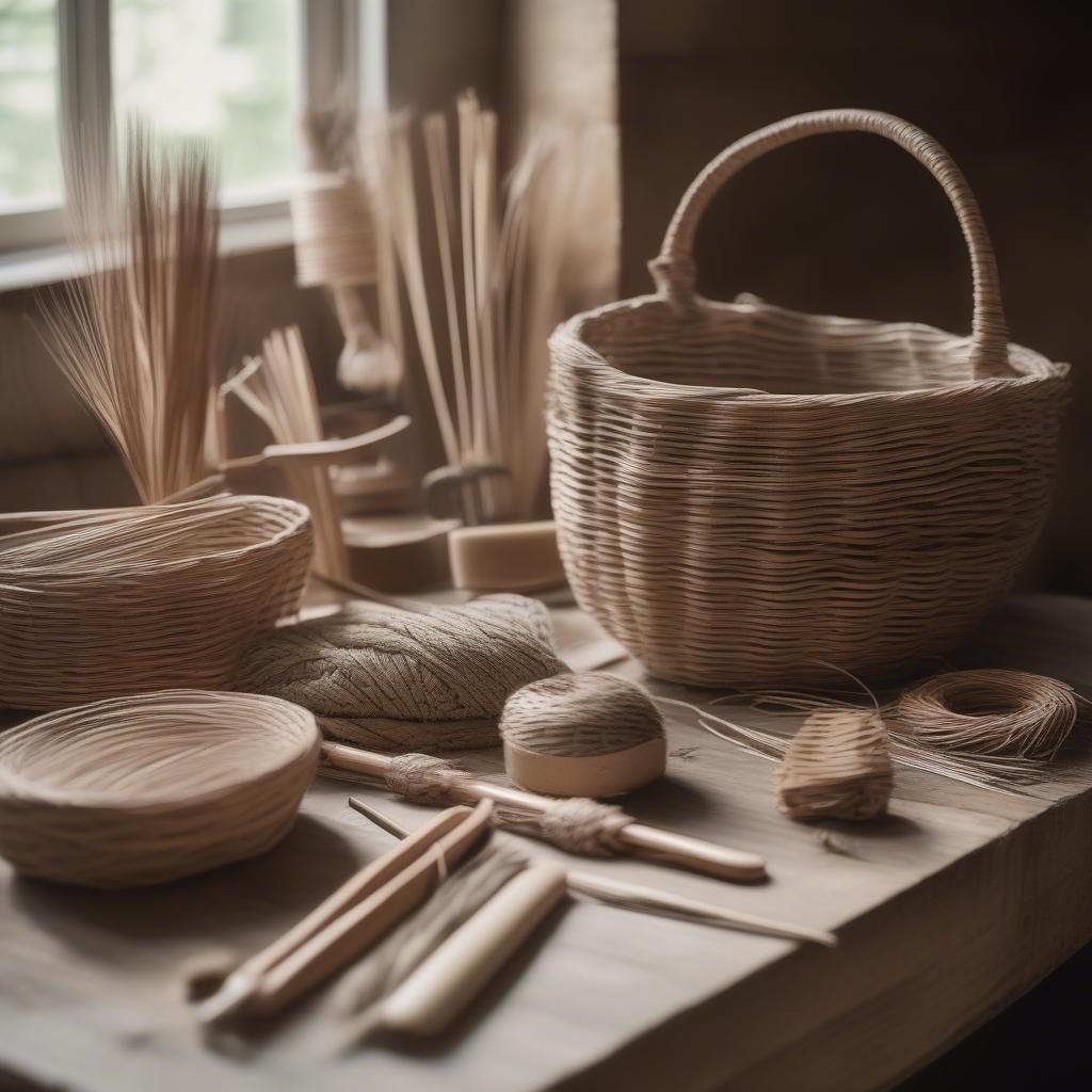 Basket Weaving Tools and Materials