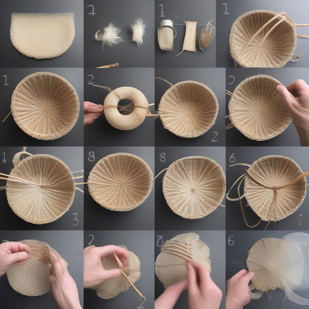 Steps of Basket Weaving with a Template