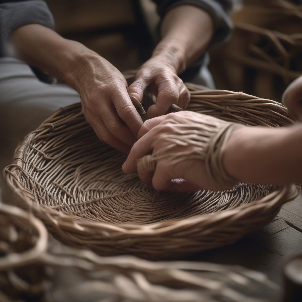 Basket Weaving with Willow Wood