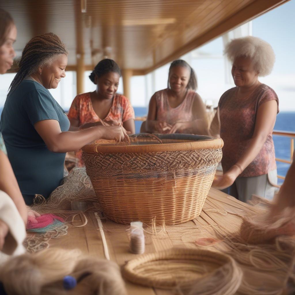 Basket Weaving Workshop on a Cruise Ship