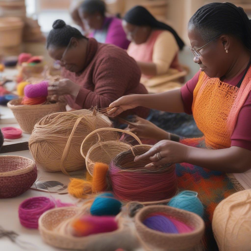 Basket Weaving Workshop in Progress