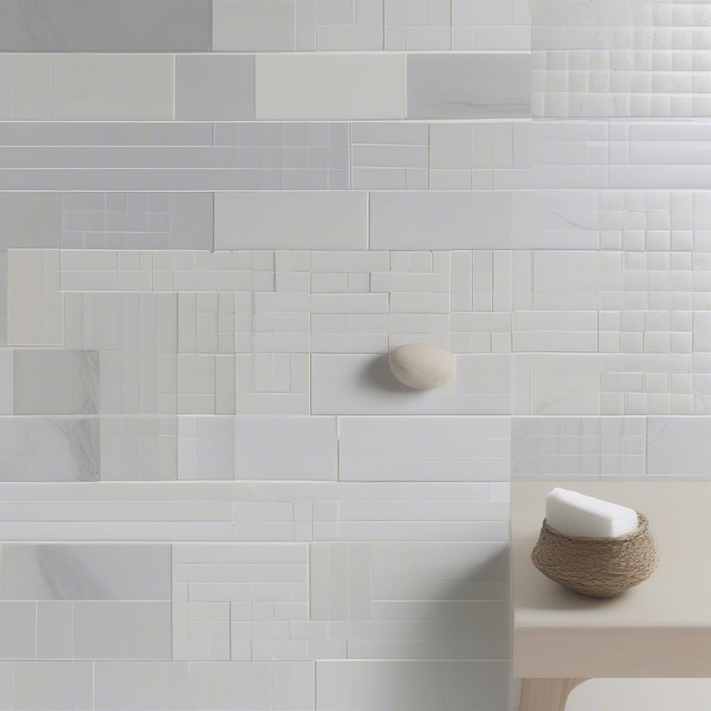 Bathroom design ideas incorporating white iridescent basket weave tile