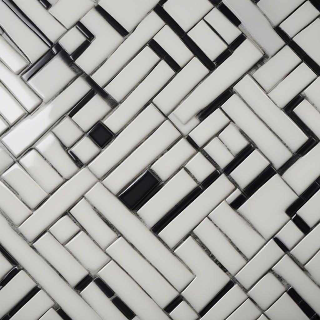 Bathroom Flooring Basket Weave Tile: A classic basket weave tile pattern in a white and black color scheme creates a visually appealing and timeless bathroom floor.