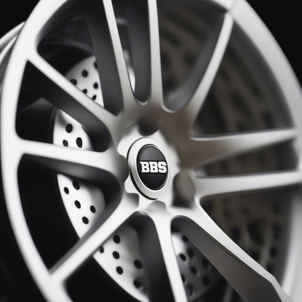 Close-up of a BBS basket weave wheel showcasing its intricate design.