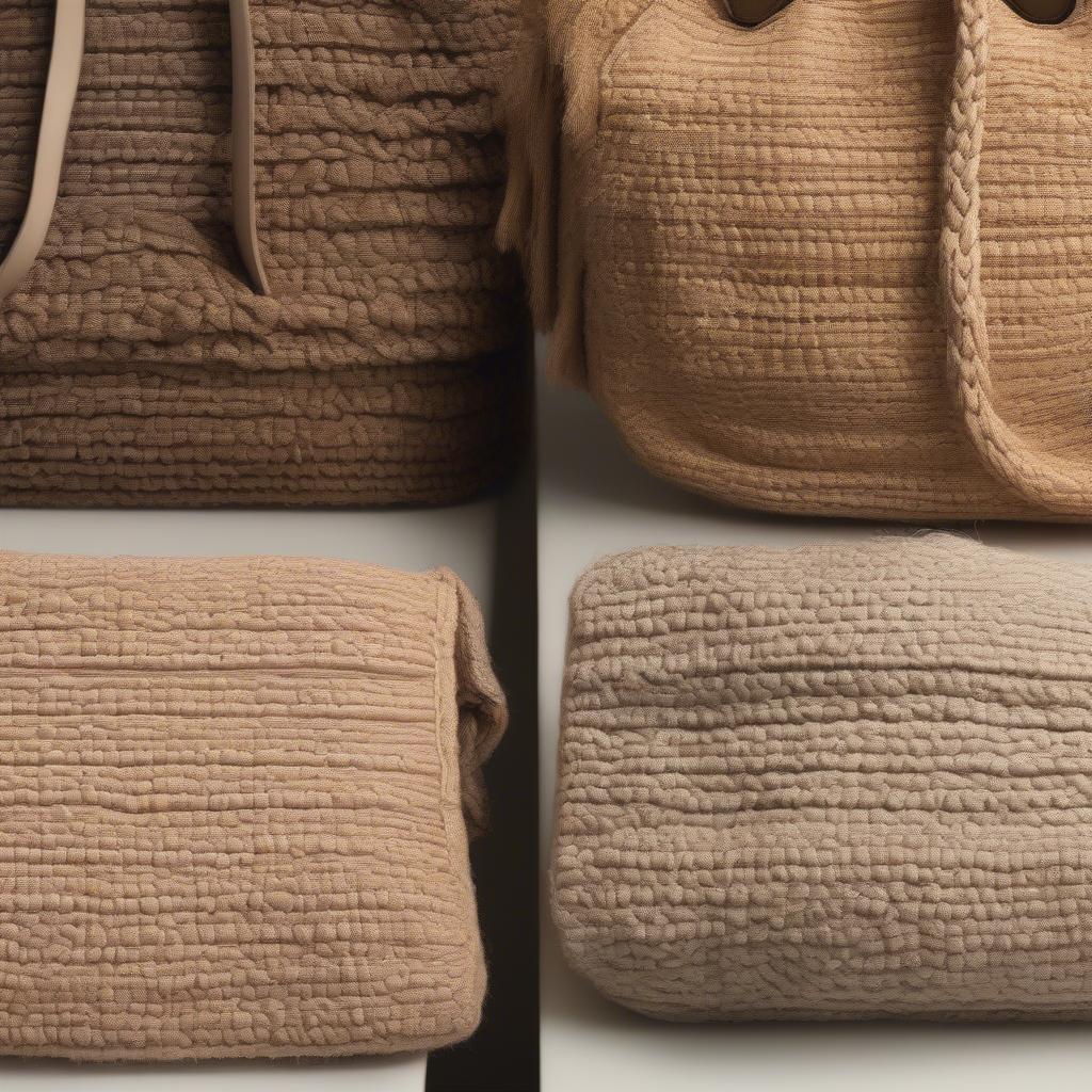 Comparing different materials used in BCBG Max Azria crochet bags like cotton, jute, and raffia