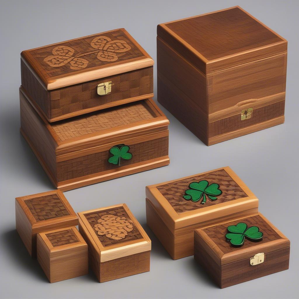 Beelk Basket Weave Shamrock Jewelry Boxes: Variations in Size, Pattern, and Finish