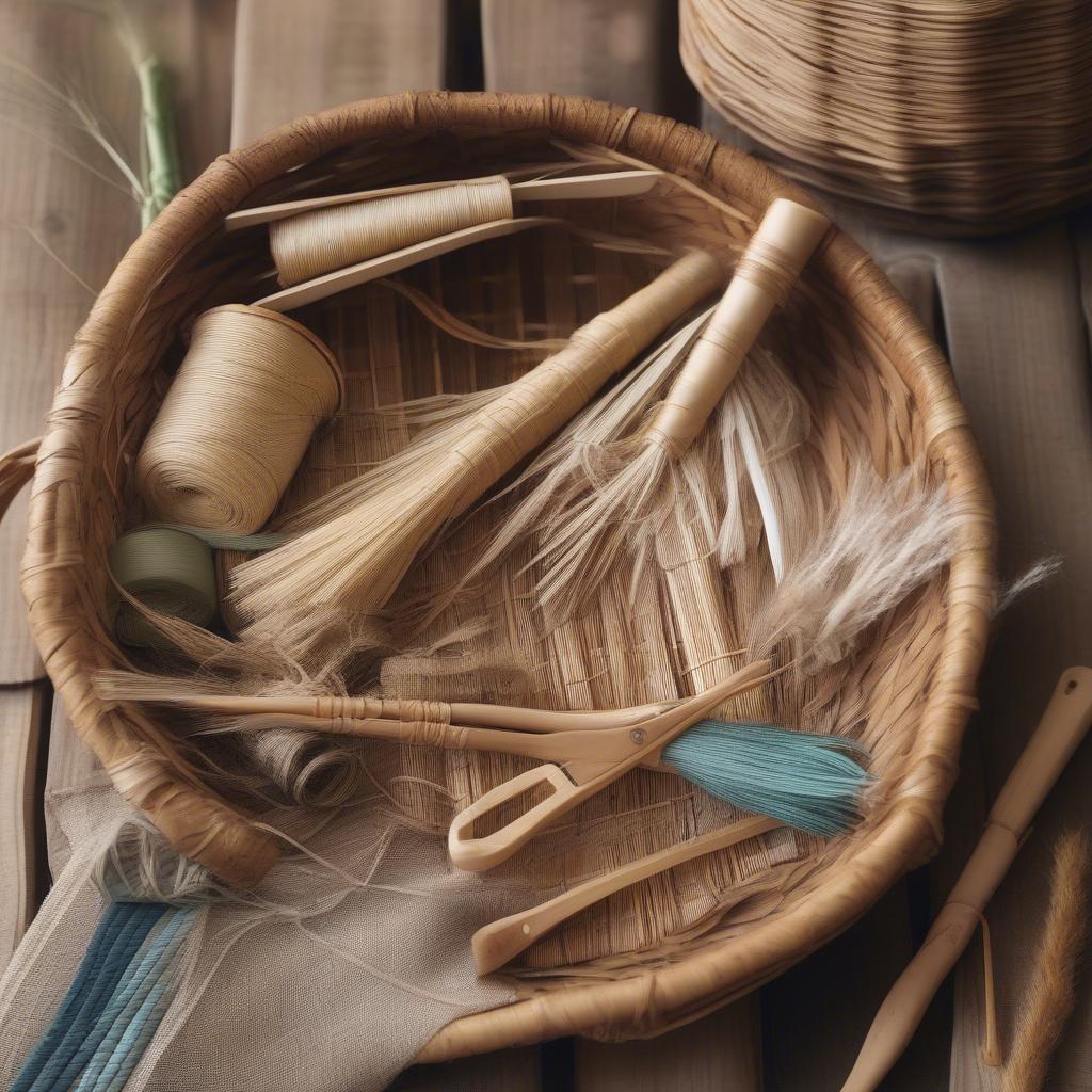 Beginner Basket Weaving Kit with Reed and Tools